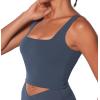 imageSunzel Womens Double Lined Tank Top Sleeveless Square Neck Crop Top Yoga ampamp Fitness Fitted Workout Casual Activewear ShirtAsh Blue
