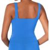 imageSunzel Womens Double Lined Tank Top Sleeveless Square Neck Crop Top Yoga ampamp Fitness Fitted Workout Casual Activewear ShirtClassic Blue
