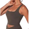 imageSunzel Womens Double Lined Tank Top Sleeveless Square Neck Crop Top Yoga ampamp Fitness Fitted Workout Casual Activewear ShirtSeal Brown