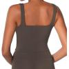 imageSunzel Womens Double Lined Tank Top Sleeveless Square Neck Crop Top Yoga ampamp Fitness Fitted Workout Casual Activewear ShirtSeal Brown
