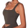 imageSunzel Womens Double Lined Tank Top Sleeveless Square Neck Crop Top Yoga ampamp Fitness Fitted Workout Casual Activewear ShirtSeal Brown