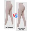 imageSunzfly Invisible Butt Scrunch Workout Leggings with Pockets for Women No Front Seam Gym Yoga Pants with Tummy ControlBeige