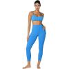imageSunzfly Invisible Butt Scrunch Workout Leggings with Pockets for Women No Front Seam Gym Yoga Pants with Tummy ControlClassic Blue
