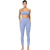 imageSunzfly Invisible Butt Scrunch Workout Leggings with Pockets for Women No Front Seam Gym Yoga Pants with Tummy ControlLight Blue