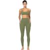 imageSunzfly Invisible Butt Scrunch Workout Leggings with Pockets for Women No Front Seam Gym Yoga Pants with Tummy ControlOlive Green