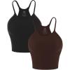 imageSunzel Free to Be Tank Crop Ribbed Tank Tops Seamless Racerback Camisoles No pad Camis Cropped Workout Gym YogaBlack Java Brown2pcscrop