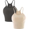 imageSunzel Free to Be Tank Crop Ribbed Tank Tops Seamless Racerback Camisoles No pad Camis Cropped Workout Gym YogaDeep Grey Bbeige2pcscrop