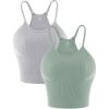 imageSunzel Free to Be Tank Crop Ribbed Tank Tops Seamless Racerback Camisoles No pad Camis Cropped Workout Gym YogaGrey Grayish Green2pcscrop