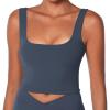 imageSunzel Womens Double Lined Tank Top Sleeveless Square Neck Crop Top Yoga ampamp Fitness Fitted Workout Casual Activewear ShirtAsh Blue