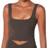 imageSunzel Womens Double Lined Tank Top Sleeveless Square Neck Crop Top Yoga ampamp Fitness Fitted Workout Casual Activewear ShirtSeal Brown