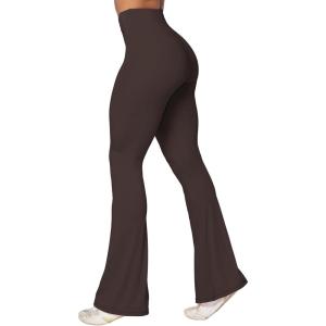 imageSunzel Flare Leggings Crossover Yoga Pants with Tummy Control HighWaisted and Wide LegJava Brown