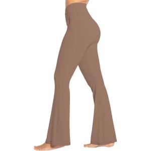 imageSunzel Flare Leggings for Women with Pockets Crossover Yoga Pants with Tummy Control High Waisted and Wide LegLight Brown