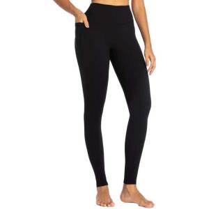 imageSunzel No Front Seam Workout Leggings for Women with Pockets High Waisted Compression Yoga Pants with Tummy Control 26quot Black Medium