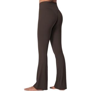 imageSunzel Sunzfly Invisible Butt Scrunch Flare Leggings for Women Mini Flared Yoga Pants with Tummy Control and High WaistSeal Brown