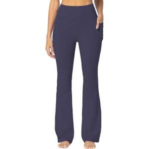 imageSunzel Sunzfly Womens Mini Flare Leggings with Pockets High Waisted Tummy Control Yoga Pants Bootcut Workout Gym CasualAsh Blue