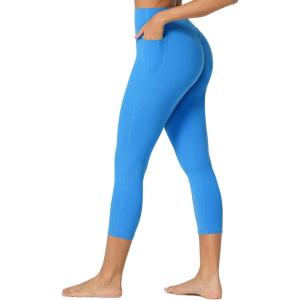 imageSunzfly Invisible Butt Scrunch Workout Leggings with Pockets for Women No Front Seam Gym Yoga Pants with Tummy ControlClassic Blue