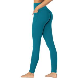 imageSunzfly Invisible Butt Scrunch Workout Leggings with Pockets for Women No Front Seam Gym Yoga Pants with Tummy ControlDeep Lagoon