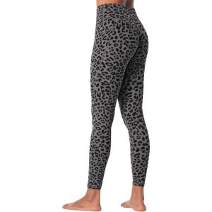 imageSunzfly Invisible Butt Scrunch Workout Leggings with Pockets for Women No Front Seam Gym Yoga Pants with Tummy ControlLeopard Charcoal Gray