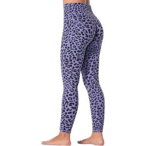 imageSunzfly Invisible Butt Scrunch Workout Leggings with Pockets for Women No Front Seam Gym Yoga Pants with Tummy ControlLeopard Periwinkle