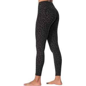 imageSunzfly Invisible Butt Scrunch Workout Leggings with Pockets for Women No Front Seam Gym Yoga Pants with Tummy ControlLeopard Seal Brown