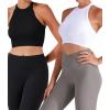 imageSunzel Ribbed Tank Tops for Women Halter High Neck Seamless Cute Crop Top Basics Sleeveless Workout Athletic Yoga Shirts2 Pack Blackwhite Crop