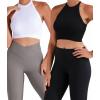imageSunzel Ribbed Tank Tops for Women Halter High Neck Seamless Cute Crop Top Basics Sleeveless Workout Athletic Yoga Shirts2 Pack Blackwhite Crop