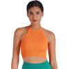 imageSunzel Ribbed Tank Tops for Women Halter High Neck Seamless Cute Crop Top Basics Sleeveless Workout Athletic Yoga Shirts2 Pack Neon Greenbright Orange Crop