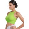 imageSunzel Ribbed Tank Tops for Women Halter High Neck Seamless Cute Crop Top Basics Sleeveless Workout Athletic Yoga Shirts2 Pack Neon Greenbright Orange Crop