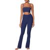 imageSunzel High Waist Mini Flared Leggings for Women Tummy Control Casual Flare Yoga Pants for Yoga Workout GymBaritone Blue