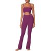 imageSunzel High Waist Mini Flared Leggings for Women Tummy Control Casual Flare Yoga Pants for Yoga Workout GymCherry Red