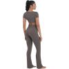 imageSunzel High Waist Mini Flared Leggings for Women Tummy Control Casual Flare Yoga Pants for Yoga Workout GymGrayish Brown