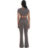 imageSunzel High Waist Mini Flared Leggings for Women Tummy Control Casual Flare Yoga Pants for Yoga Workout GymGrayish Brown