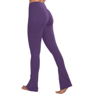 imageSunzel High Waist Mini Flared Leggings for Women Tummy Control Casual Flare Yoga Pants for Yoga Workout GymDeep Purple