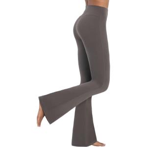 imageSunzel High Waist Mini Flared Leggings for Women Tummy Control Casual Flare Yoga Pants for Yoga Workout GymGrayish Brown