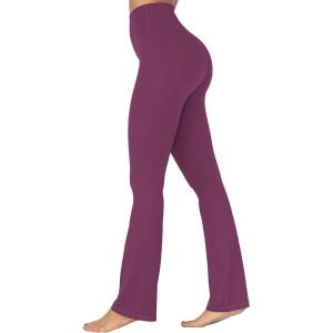 imageSunzel High Waisted Mini Flare Leggings for Women Workout Bootcut Flared Yoga Pants with Tummy Control for Casual GymCherry Red