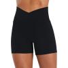 imageSunzel Hidden Butt Lifting Scrunch Biker Shorts Women with Pockets Crossover High Waist Yoga Gym Workout Tummy Control ShortsBlack
