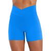imageSunzel Hidden Butt Lifting Scrunch Biker Shorts Women with Pockets Crossover High Waist Yoga Gym Workout Tummy Control ShortsClassic Blue