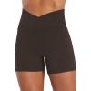 imageSunzel Hidden Butt Lifting Scrunch Biker Shorts Women with Pockets Crossover High Waist Yoga Gym Workout Tummy Control ShortsSeal Brown