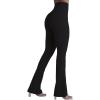 imageSunzel No Front Seam Crossover Flare Leggings for Women Hidden Butt Lifting Scrunch Tummy Control Mini Flared Yoga PantsBlack