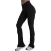 imageSunzel No Front Seam Crossover Flare Leggings for Women Hidden Butt Lifting Scrunch Tummy Control Mini Flared Yoga PantsBlack