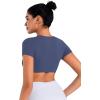 imageSunzel Womens Twist Deep V Workout Tops Summer Crop Gym Tops Buttery Soft Short Sleeve Shirts for Yoga Athletic PilatesAsh Blue