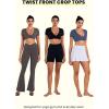 imageSunzel Womens Twist Deep V Workout Tops Summer Crop Gym Tops Buttery Soft Short Sleeve Shirts for Yoga Athletic PilatesBlack