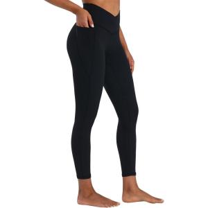imageSunzel Butt Lifting Scrunch Leggings for Women with Pockets No Front Seam Crossover Workout Booty Yoga Pants Tummy ControlBlack