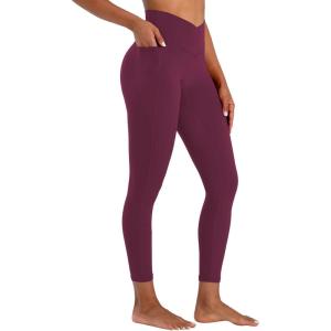 imageSunzel Butt Lifting Scrunch Leggings for Women with Pockets No Front Seam Crossover Workout Booty Yoga Pants Tummy ControlCherry Red