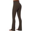 imageSunzel No Front Seam Crossover Flare Leggings for Women Hidden Butt Lifting Scrunch Tummy Control Mini Flared Yoga PantsSeal Brown