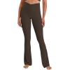 imageSunzel No Front Seam Crossover Flare Leggings for Women Hidden Butt Lifting Scrunch Tummy Control Mini Flared Yoga PantsSeal Brown