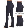 imageSunzel No Front Seam Flare Leggings for Women with Pockets Hidden Butt Lifting Scrunch Tummy Control Mini Flared Yoga PantsAsh Blue