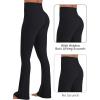 imageSunzel No Front Seam Flare Leggings for Women with Pockets Hidden Butt Lifting Scrunch Tummy Control Mini Flared Yoga PantsBlack