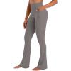 imageSunzel No Front Seam Flare Leggings for Women with Pockets Hidden Butt Lifting Scrunch Tummy Control Mini Flared Yoga PantsCharcoal Gray