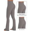 imageSunzel No Front Seam Flare Leggings for Women with Pockets Hidden Butt Lifting Scrunch Tummy Control Mini Flared Yoga PantsCharcoal Gray